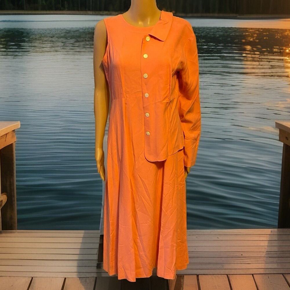Vintage 90s VICTORIA HOLLEY Silk Sleeveless Sheath Dress w/ Jacket Sz 8P Career